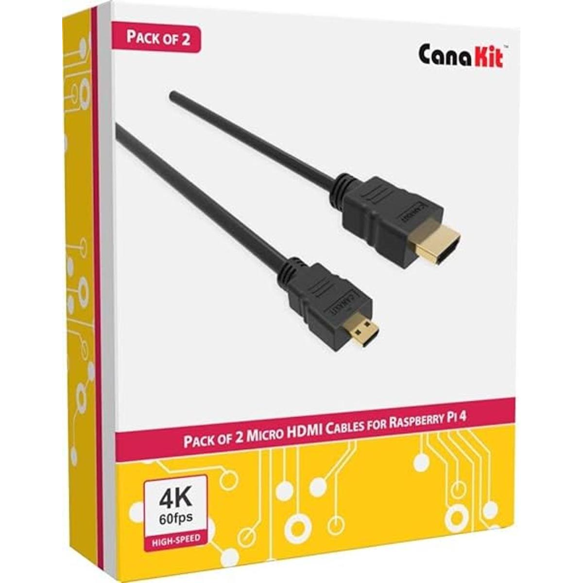CanaKit Raspberry Pi 4 Cable micro HDMI 5.9 ft 2
