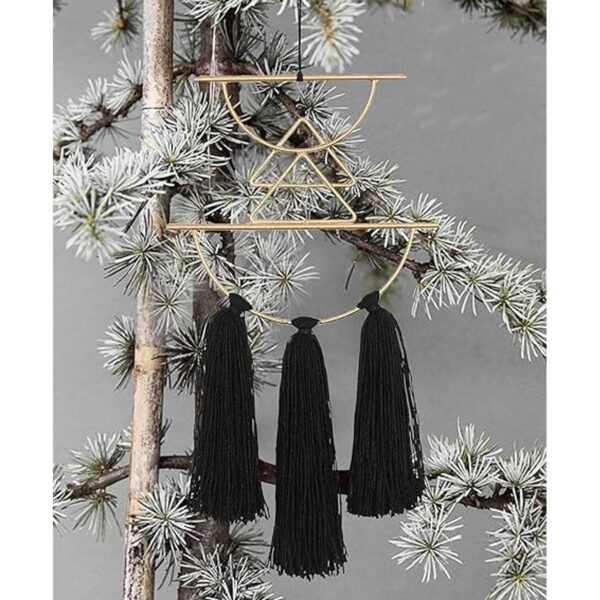 Decoración de pared bohemia de macramé negro para colgar_3