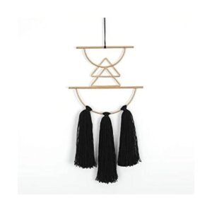 Decoración de pared bohemia de macramé negro para colgar_1