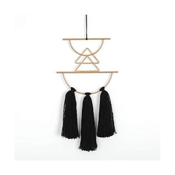Decoración de pared bohemia de macramé negro para colgar_1