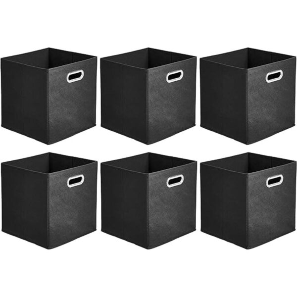 Cubos de almacenamiento de tela plegables con ojales_1