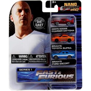 Jada Toys Fast Furious Nano Paquete de 3 autos fundidos_1
