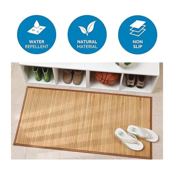 Nisorpa Tapete de baño de bambú natural de 28 x 79