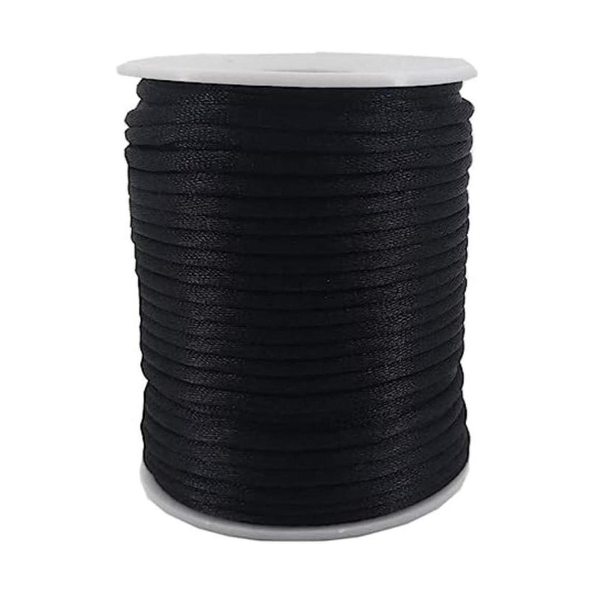 INSPIRELLE Cordón de satén negro de 0.11 pulgadas con cola
