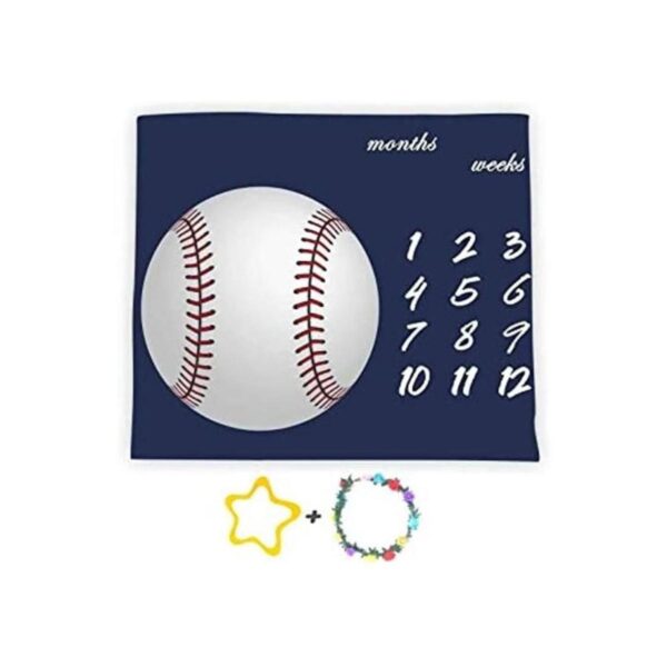 FFUN SOUL White Baseball Baby Milestone Blanket Large_1