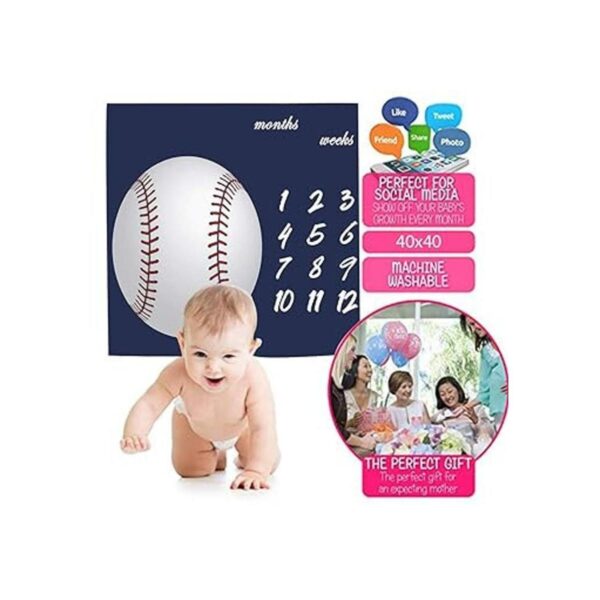 FFUN SOUL White Baseball Baby Milestone Blanket Large_5