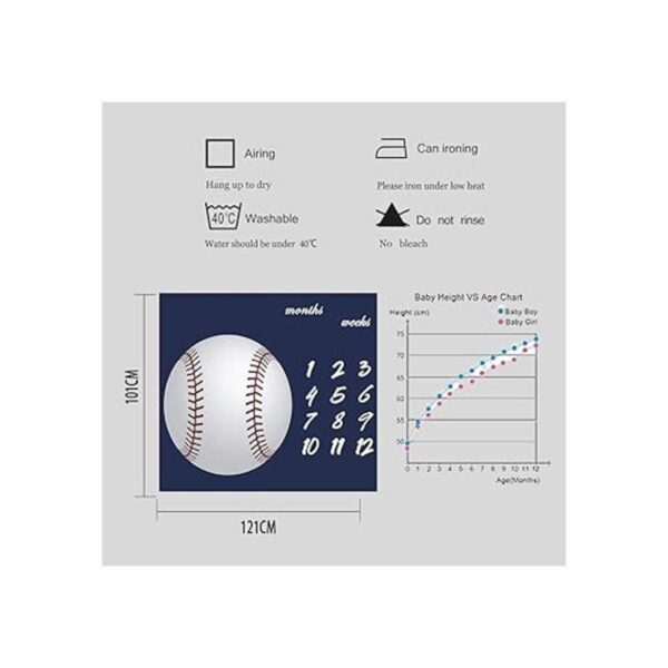 FFUN SOUL White Baseball Baby Milestone Blanket Large_3