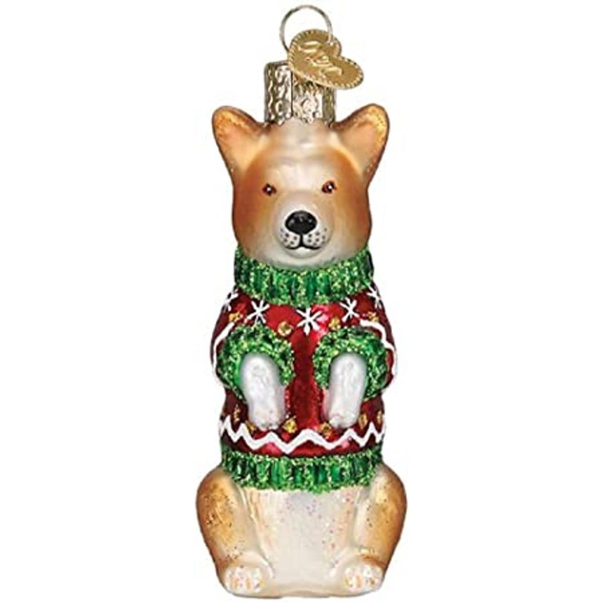 Old World Christmas Adornos de Navidad Corgi de cristal