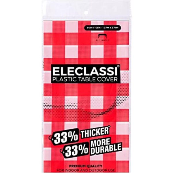 Red Gingham Paquete de 6 manteles de plástico desechables