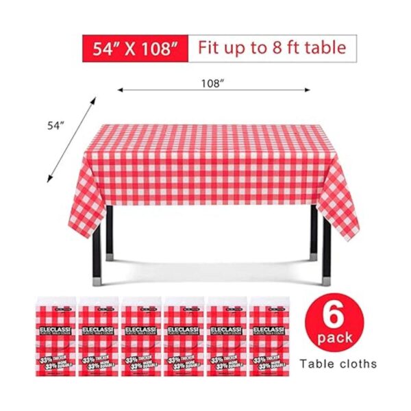Red Gingham Paquete de 6 manteles de plástico desechables