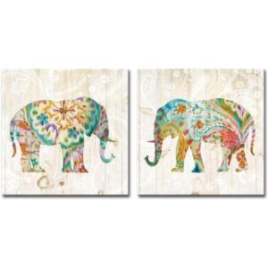 DekHome 2 paneles de elefante en lienzo para pared_1