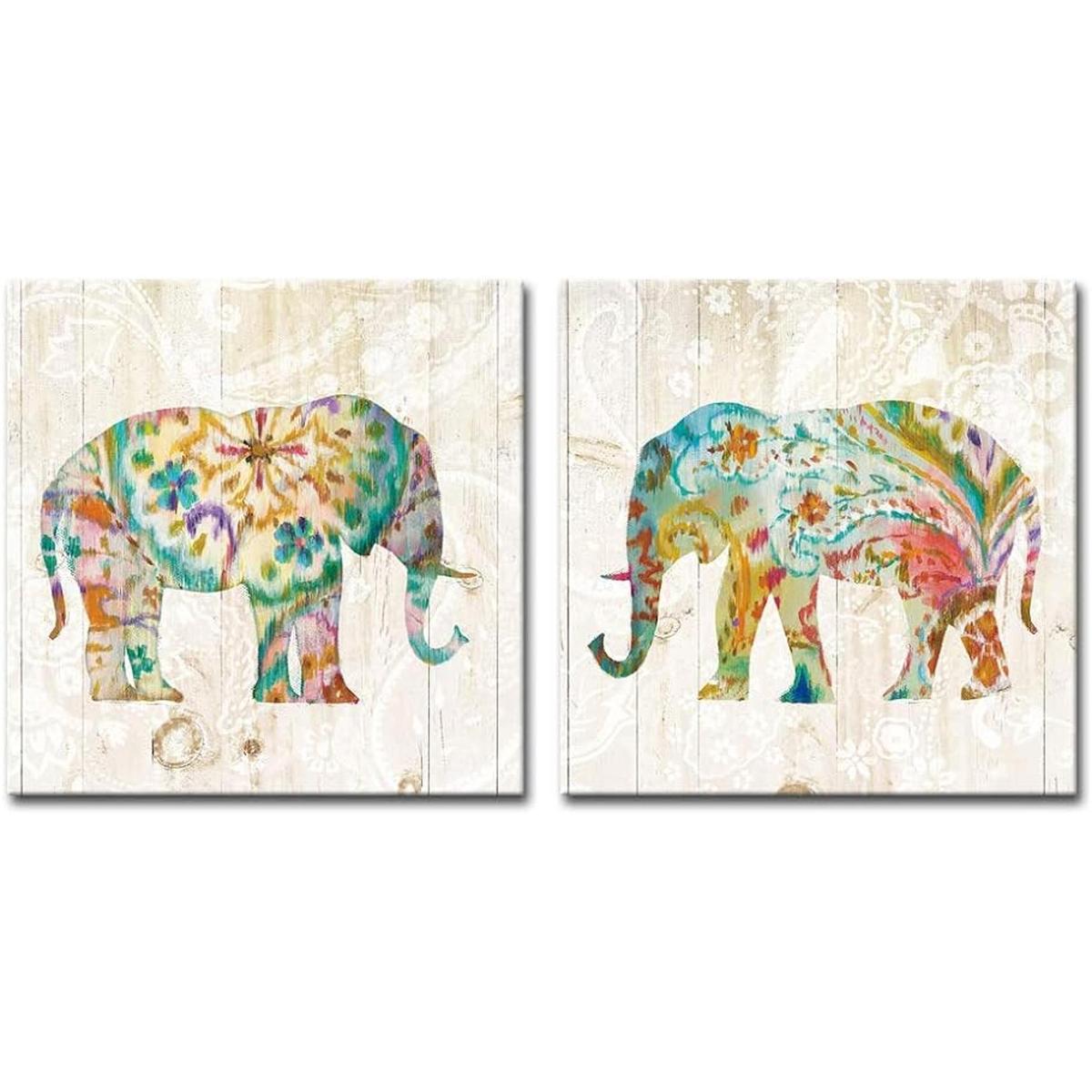 DekHome 2 paneles de elefante en lienzo para pared