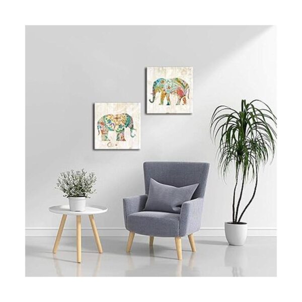 DekHome 2 paneles de elefante en lienzo para pared_4