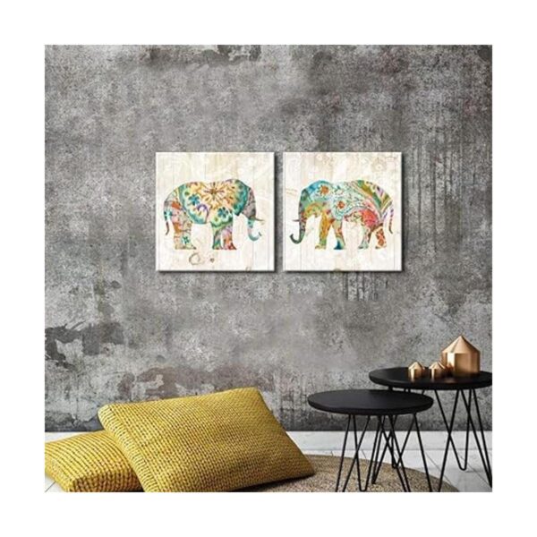 DekHome 2 paneles de elefante en lienzo para pared_2