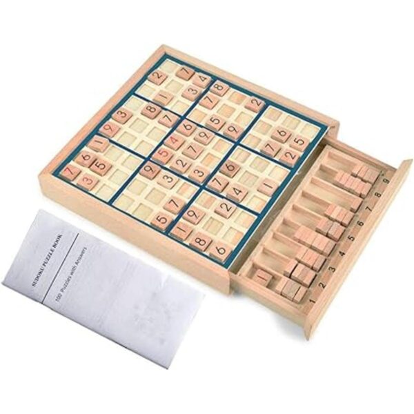 BOHS Juego de mesa de Sudoku de madera con cajón con_4