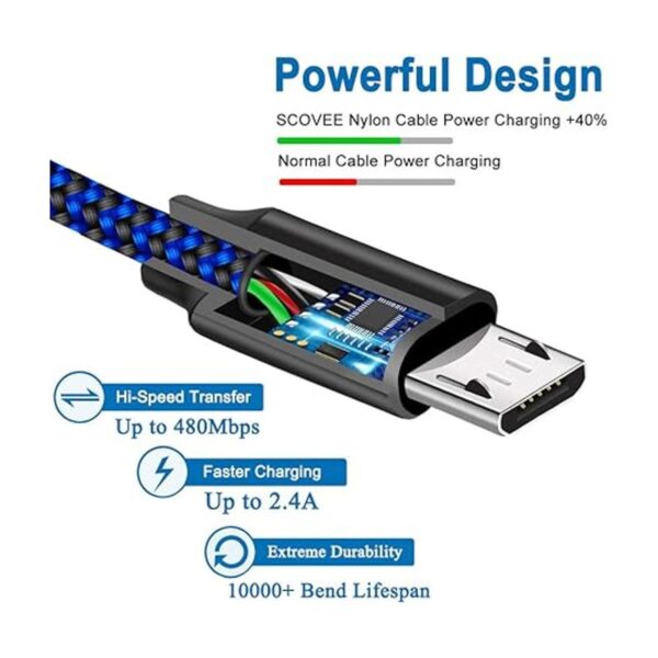 Cable micro USB cargador Android paquete de 3 cables de_5