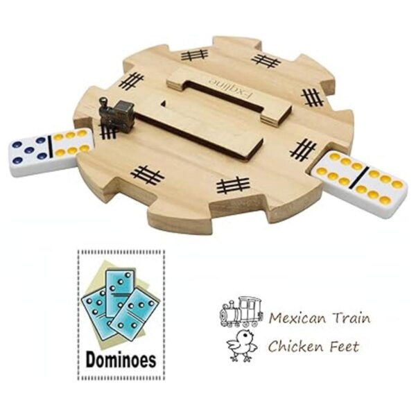 Cubo de madera para dominó de tren mexicano con fondo de_3