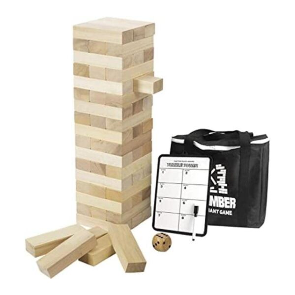 Torre de madera gigante con dados y tabla de juegos 56_1