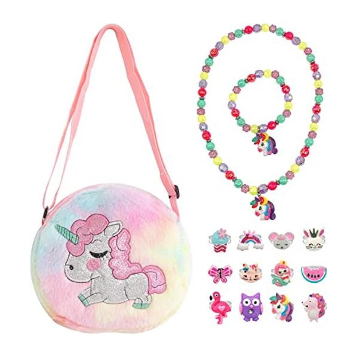 Elesa Miracle Bolso de peluche para niña pequeña collar