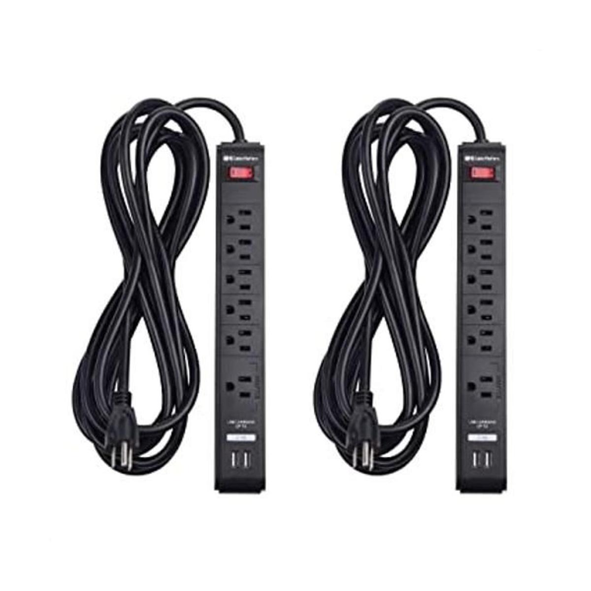 Cable Matters Paquete de 2 regletas de 6 tomas de