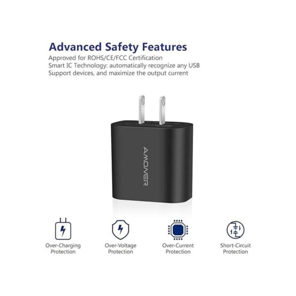 Amoner Cargador de pared paquete de 2 enchufes USB de 15_4