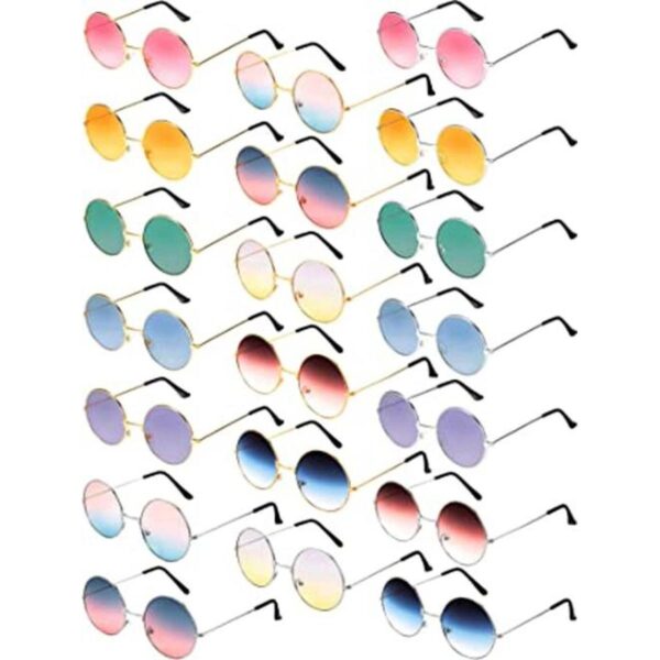 Blulu 20 pares de gafas de sol redondas hippies estilo_1