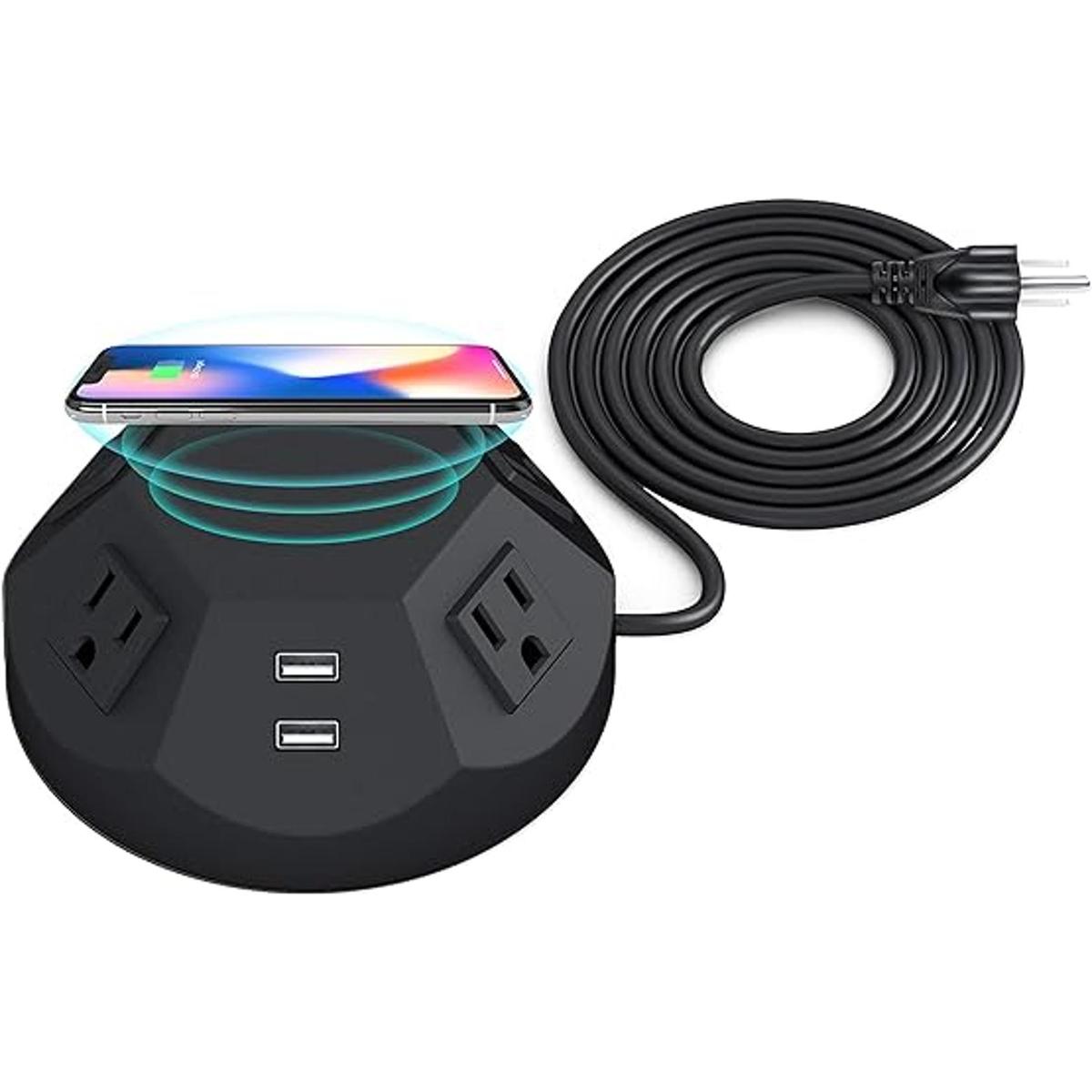 Torre con cargador inalámbrico y puertos USB protector