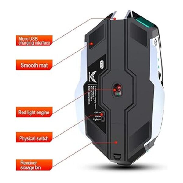 Ratones para juegos inalámbricos recargables de 2.4G con_6