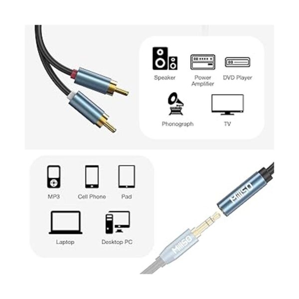 MillSO Adaptador de audio RCA a 0.138 in hembra de 0.138_4
