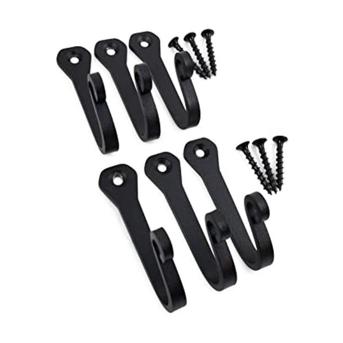 Ganchos decorativos para pared 6 unidades Negro
