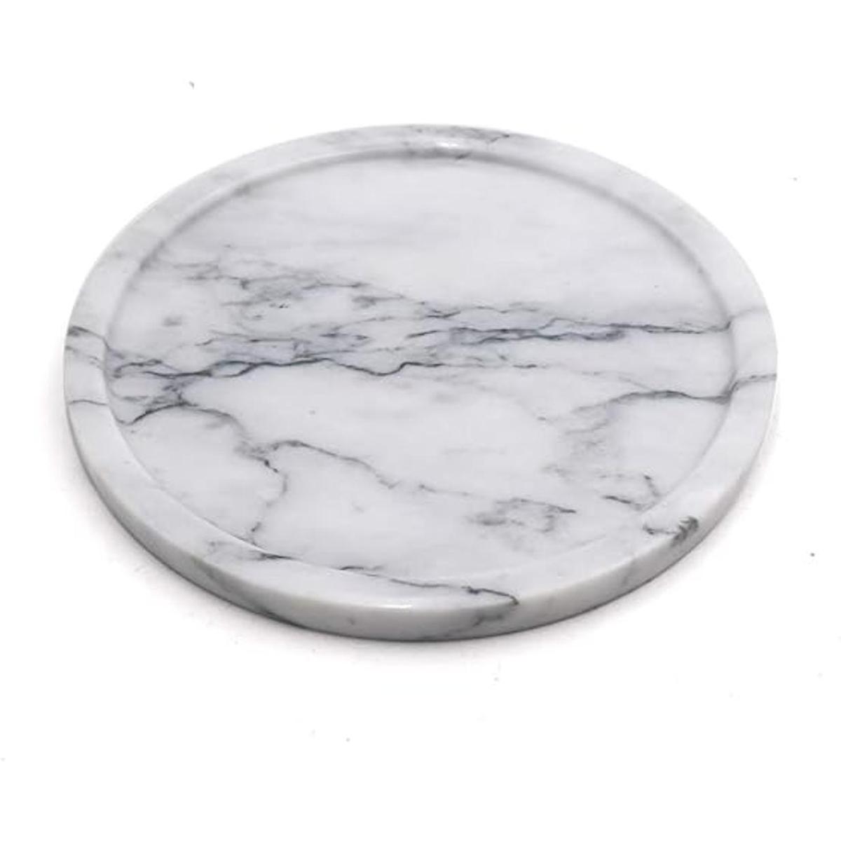 LUANT Bandeja decorativa circular de piedra de mármol para