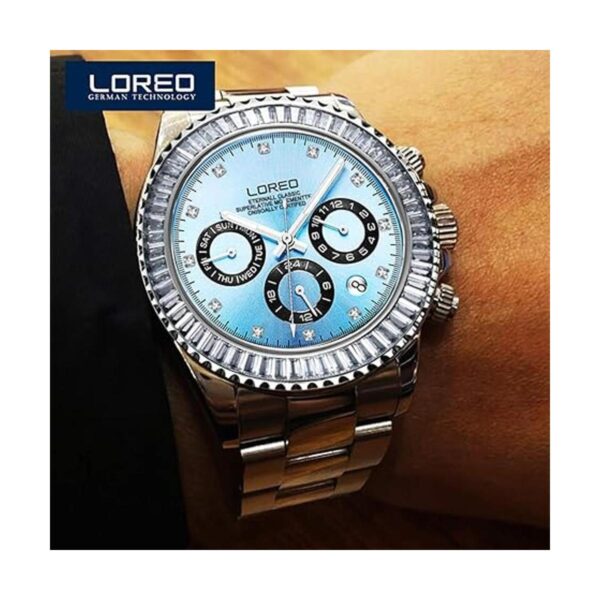 LOREO Reloj de pulsera para hombre con esfera de cristal
