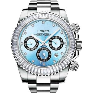 LOREO Reloj de pulsera para hombre con esfera de cristal