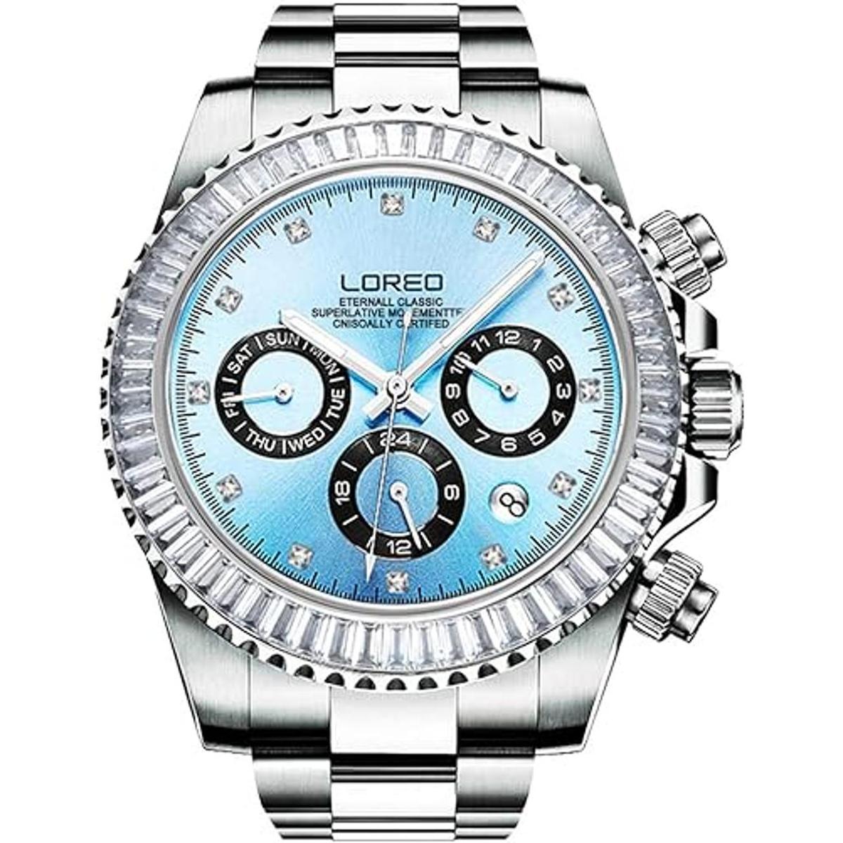 LOREO Reloj de pulsera para hombre con esfera de cristal