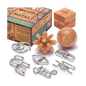 LESONG Rompecabezas de metal y madera para niños y_1