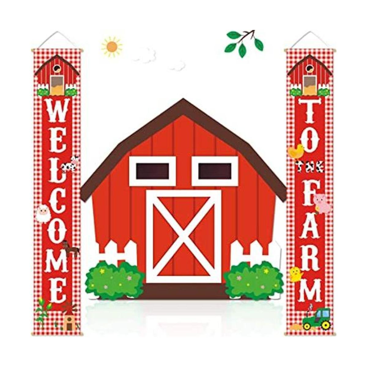 Banner de porche de animales de granja decoraciones de