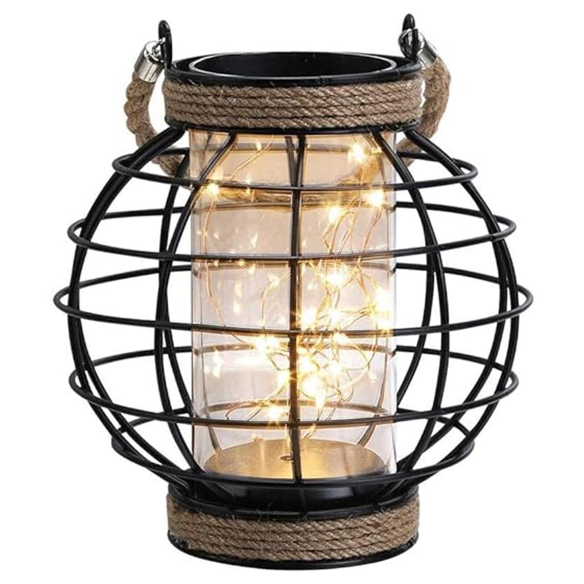 JHY DESIGN Jaula de metal LED con pilas 7.3 pulgadas de