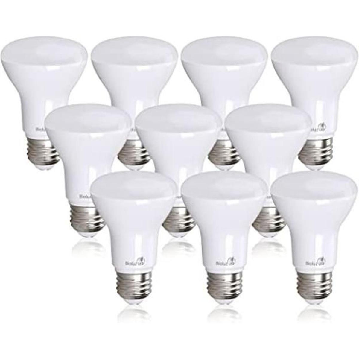 Bioluz Paquete de 10 bombillas LED BR20 de 6 W 50 W