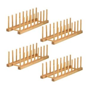 Lawei Paquete de 4 estantes de madera de bambú para