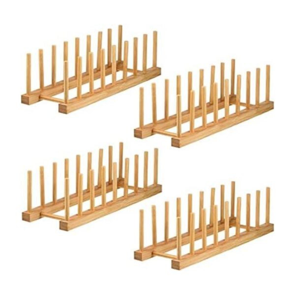 Lawei Paquete de 4 estantes de madera de bambú para