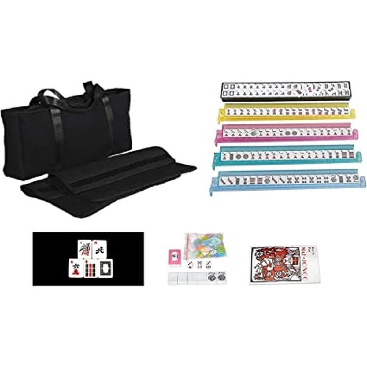 HNDTEK American Mahjong Set Bolsa suave negra 166