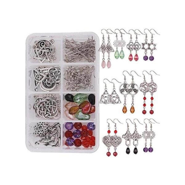 SUNNYCLUE 1 caja DIY 10 pares de aretes colgantes de nudo_1