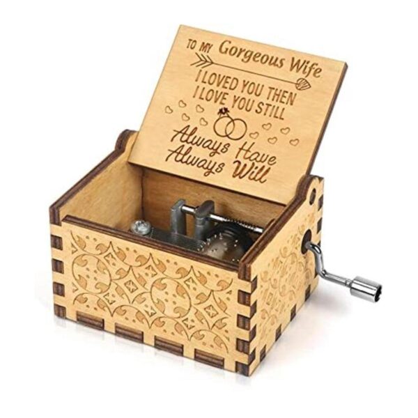 Caja de música de manivela grabada caja de música_1
