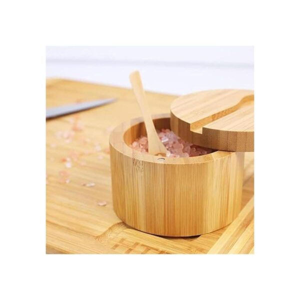 HTB Salero de bambú con mini cuchara caja de sal de_2