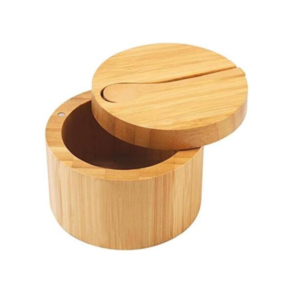 HTB Salero de bambú con mini cuchara caja de sal de_1