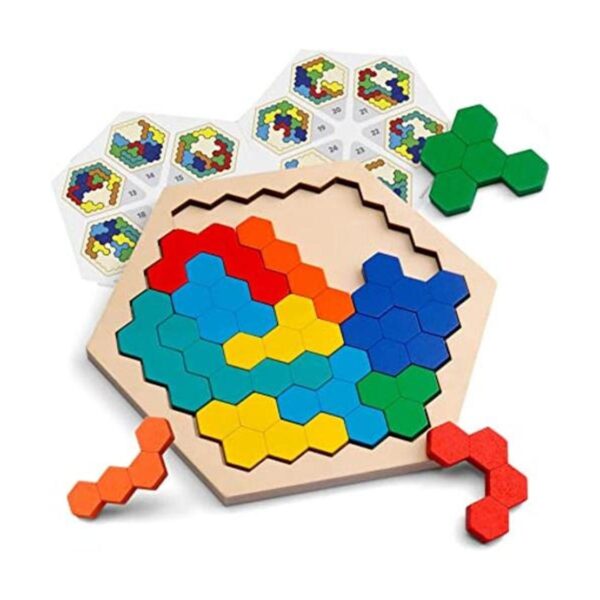 Coogam Rompecabezas hexagonal de madera para niños y_1