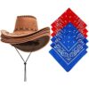 SATINIOR Sombrero de vaquero occidental con bandana 12_1