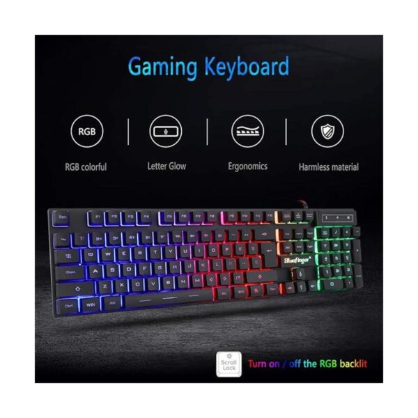 BlueFinger Combo de teclado RGB para juegos y mouse_3