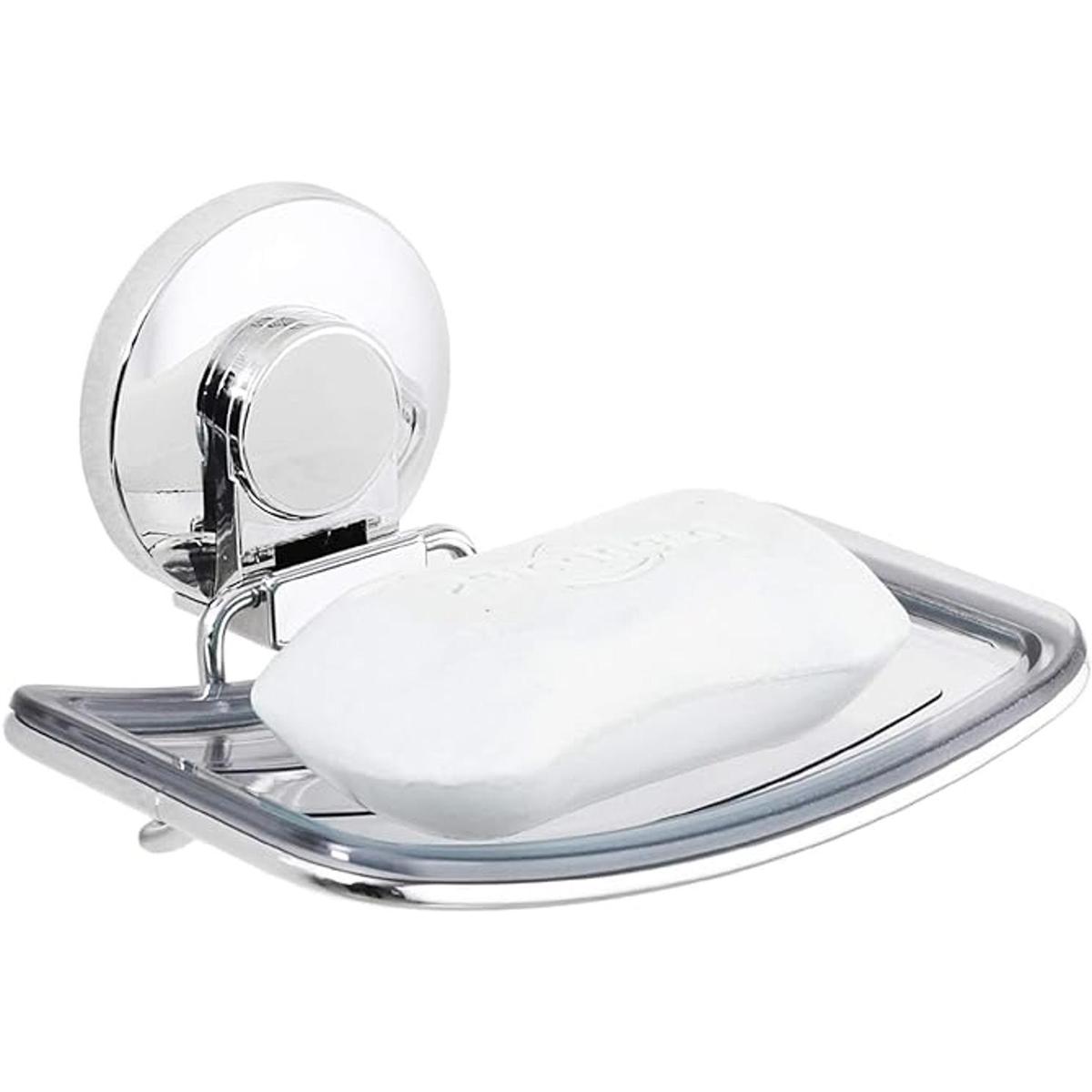 LEVERLOC Soporte de jabón cromado con ventosa para ducha