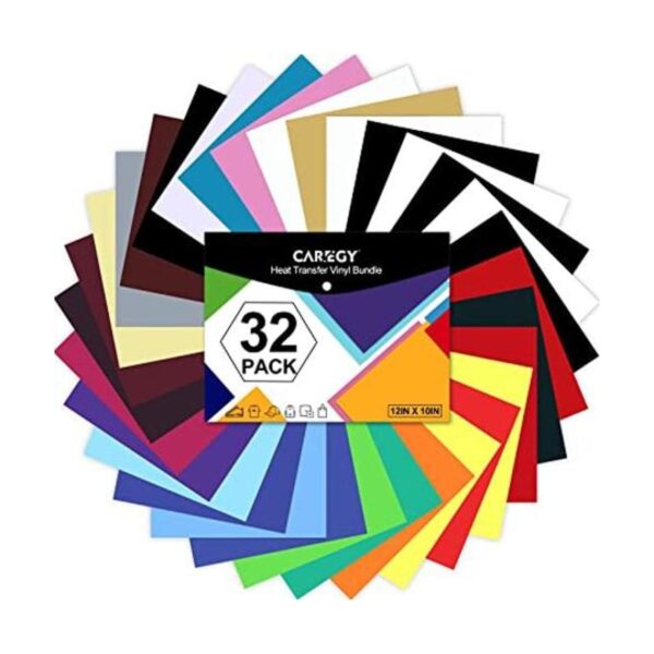 CAREGY Paquete de 32 láminas de vinilo termotransferible